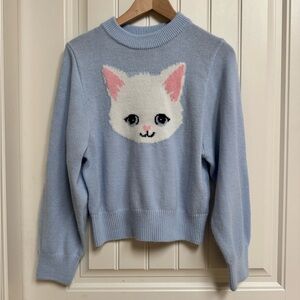 H&M Divided Baby Blue Cat Sweater. Size S